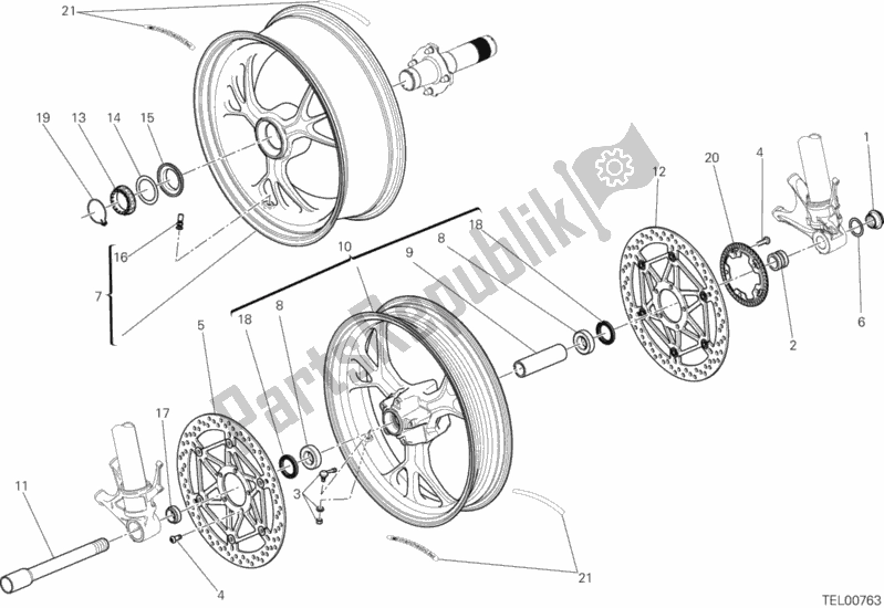 Todas as partes de Ruota Anteriore E Posteriore do Ducati Superbike 1199 Panigale R USA 2014